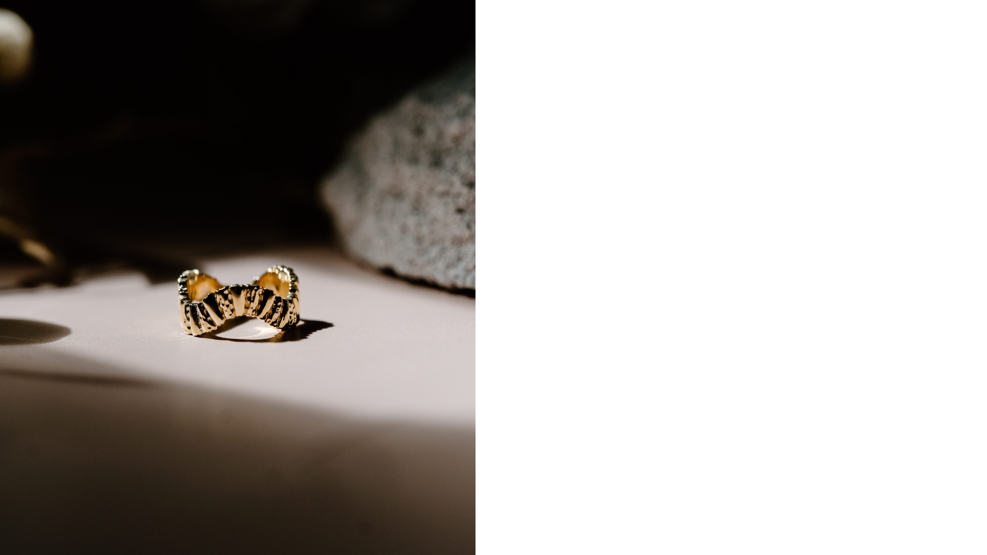 Personality rings on green stone with flower petals. 